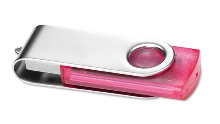 Chiavette usb promozionali in plastica e metallo, colore rosa