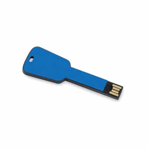 Gadget pendrive in alluminio a forma di chiave colore blu