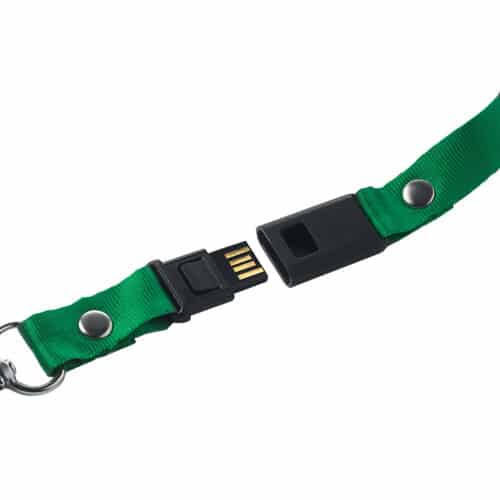 Portabadge verde con penna usb personalizzata